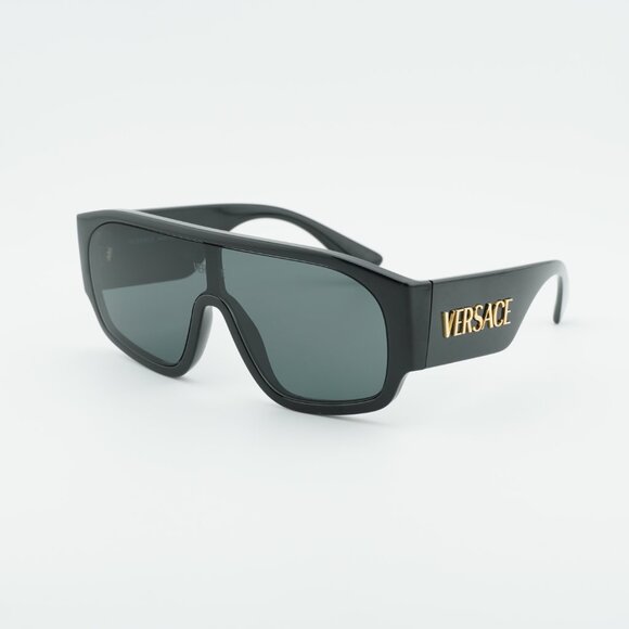 Versace VE4439 GB1/87 Sunglasses Black Shield Frame, Dark Grey Lenses main image 5